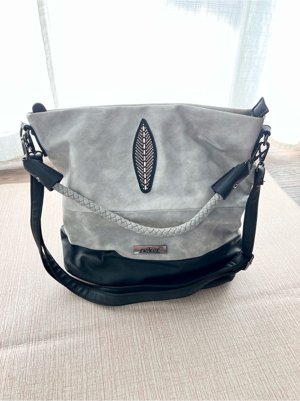 Rieker Two-Tone Gray and Black Hobo Bag